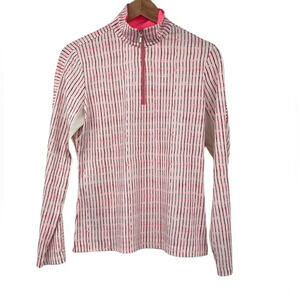 Tail White Label Shirt Womens Small Pink Stripe Quarter Zip Pullover Long Sleeve
